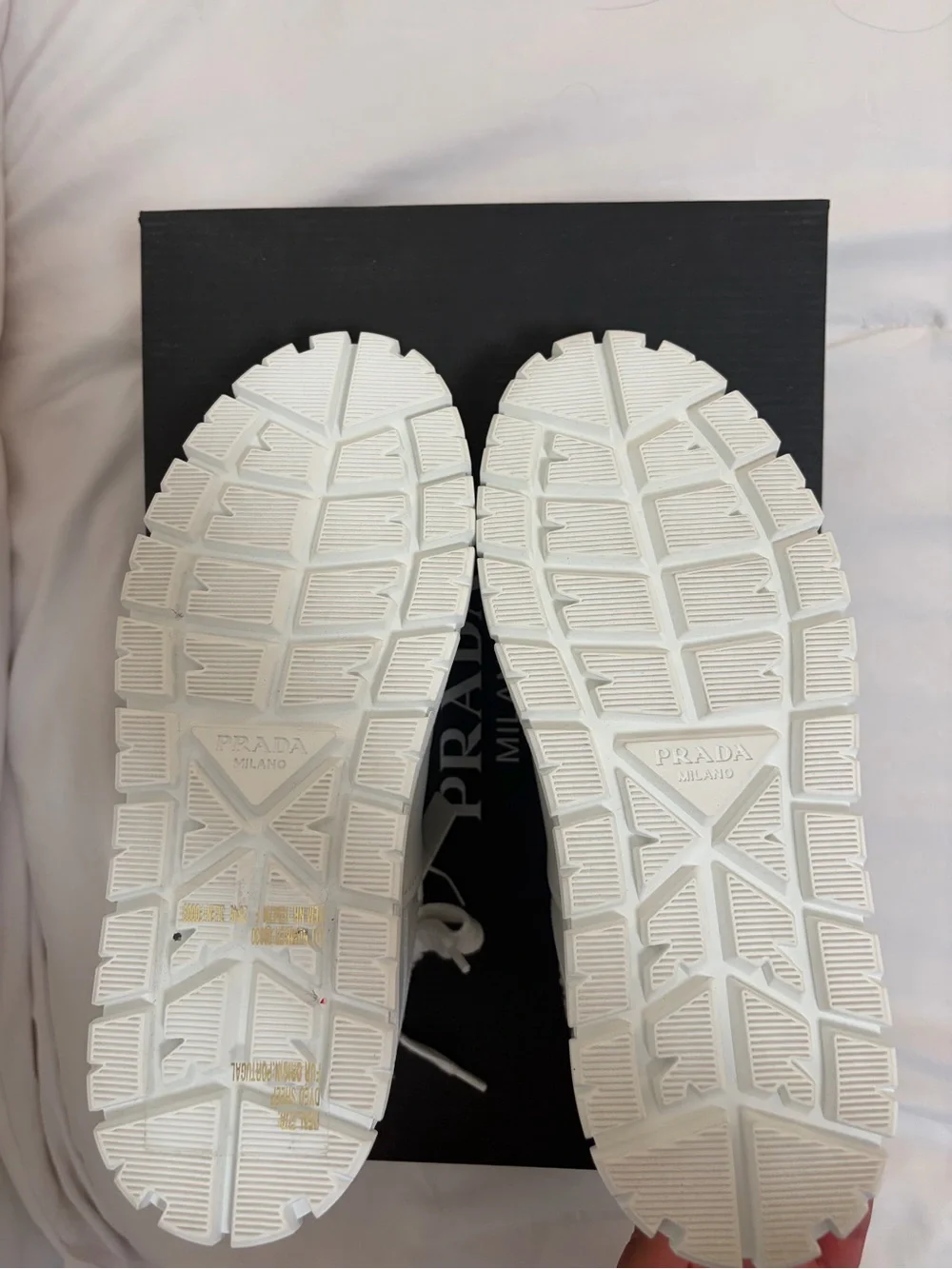 PRADA Downtown Shearling-Lined Leather Platform Sneakers